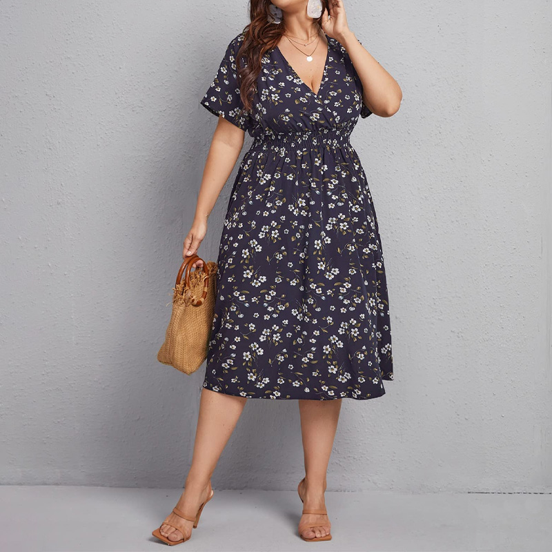 Plus Size Women's Dress, Flowe - Romper Floral Print 评论和价格