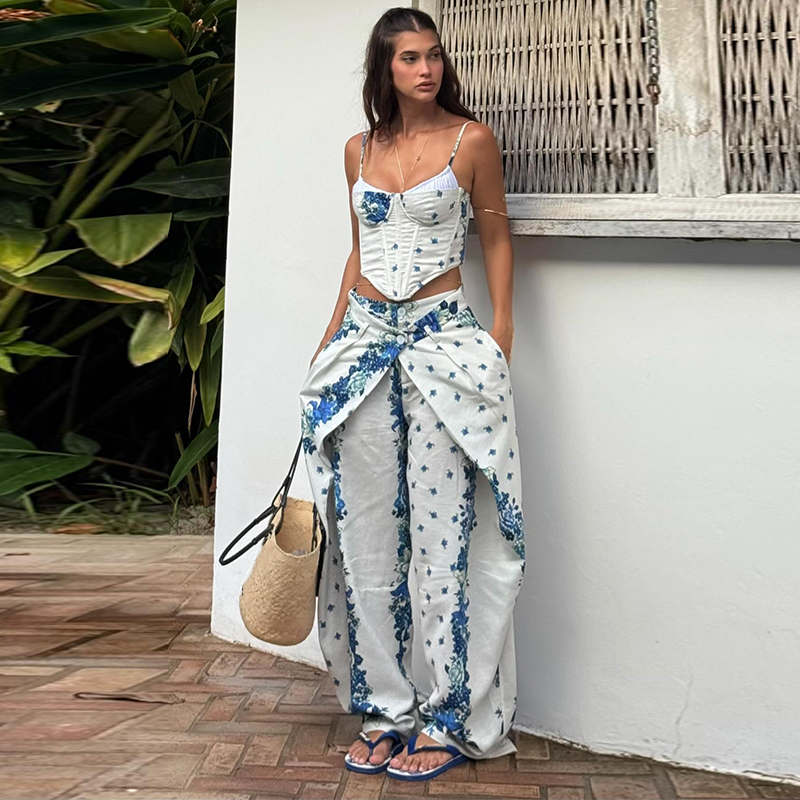 Sexy Printed Vest Trouser Wome - Romper Floral Print 评论和价格