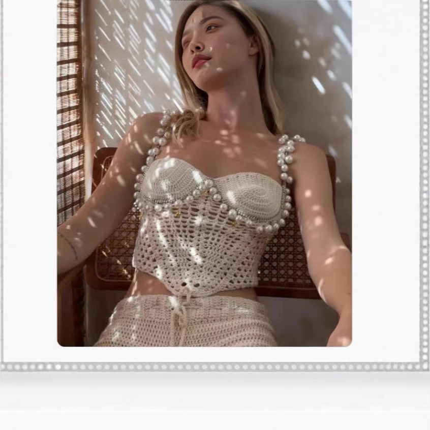 Sexy Beading Crochet Crop Vest - Crop Top Crochet 评论和价格
