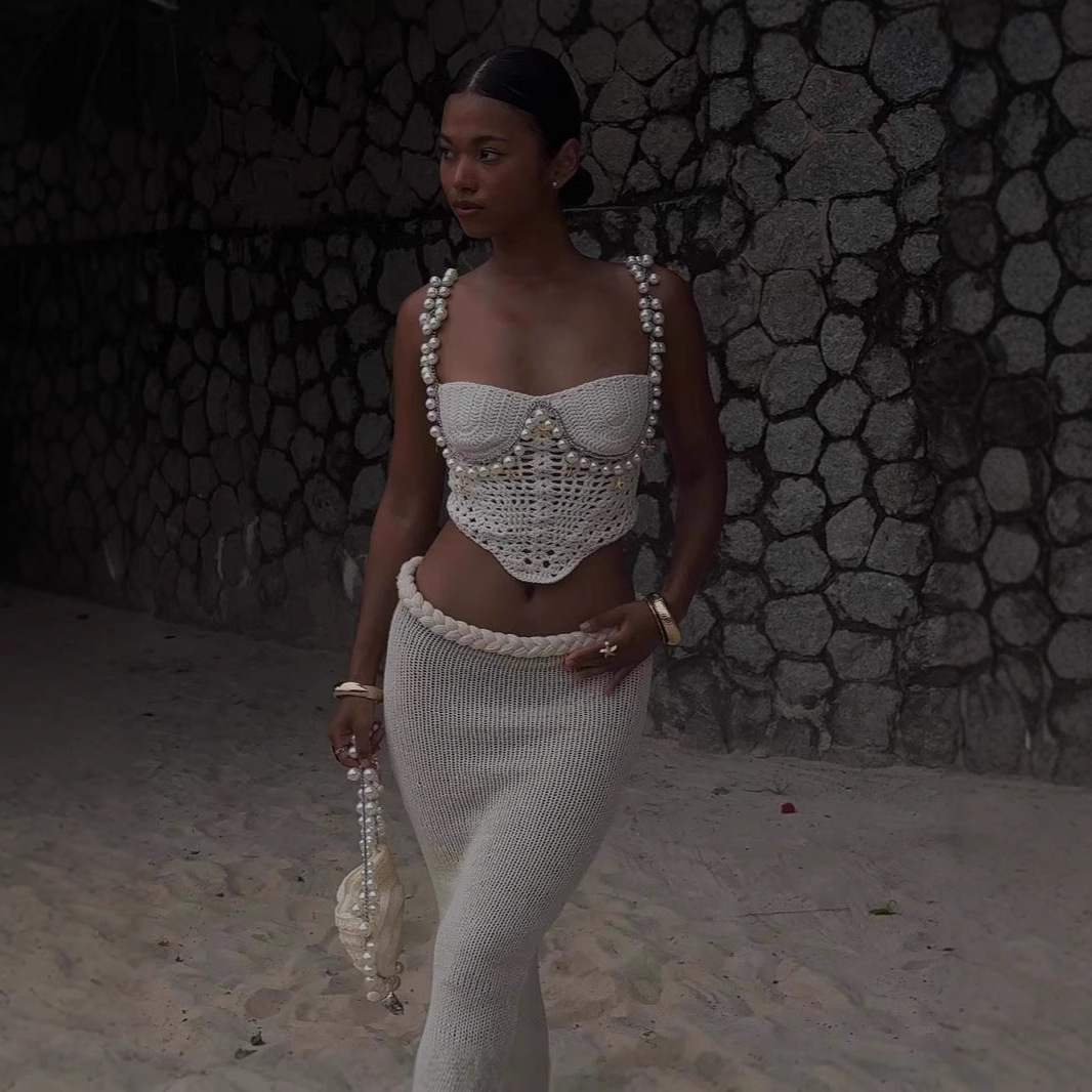 Sexy Beading Crochet Crop Vest - Crop Top Crochet 评论和价格