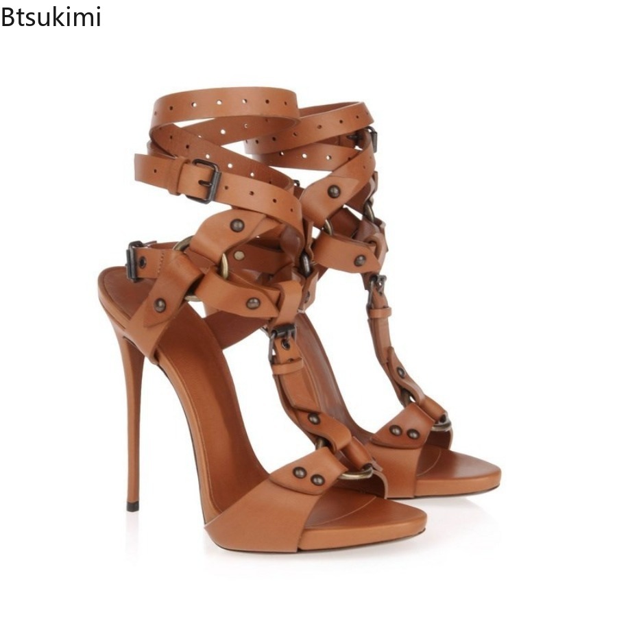 Sexy Circle Cross Strappy Glad - Sandal Strappy Heeled 评论和价格
