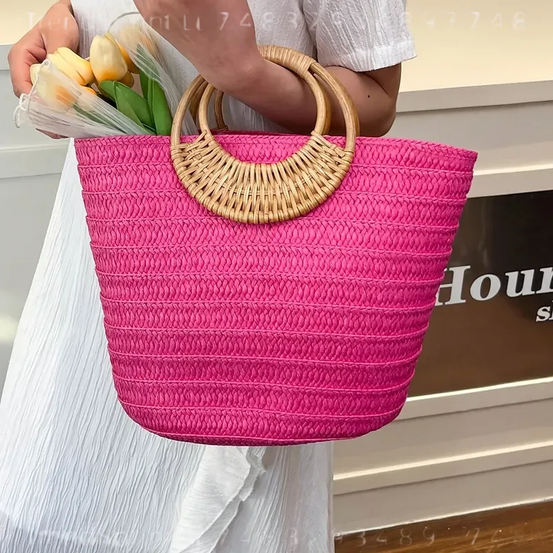 Women Summer Woven Paper Tote  - Tote Bag Beach 评论和价格