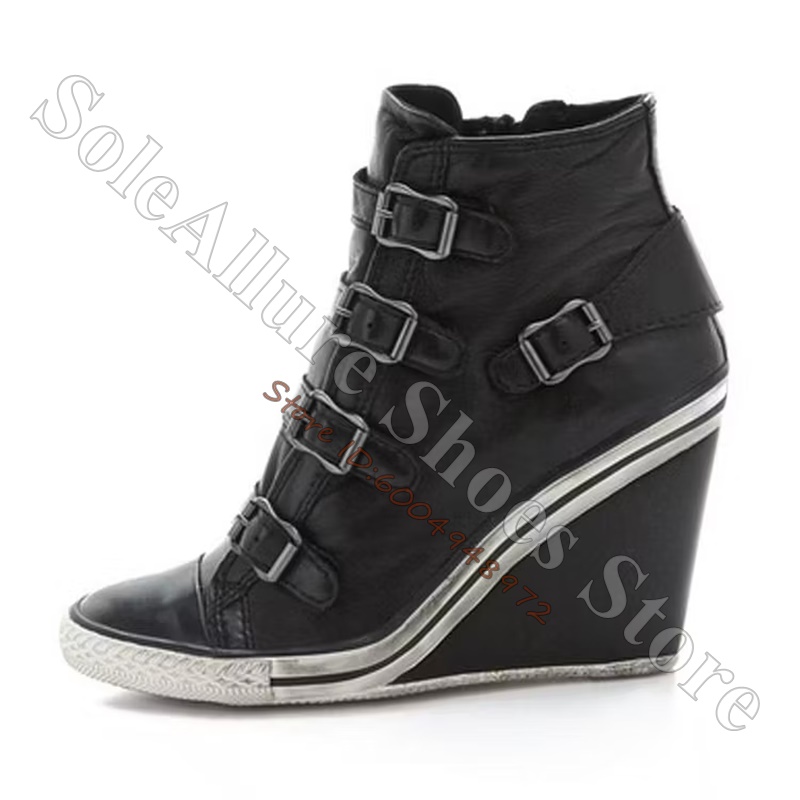 Grey Multi Buckle High Top Wed - Wedge Espadrille Women 评论和价格